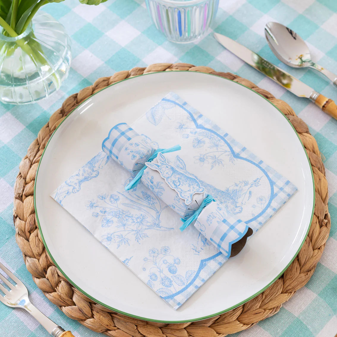 Playful Pierre Blue & White Paper Napkins