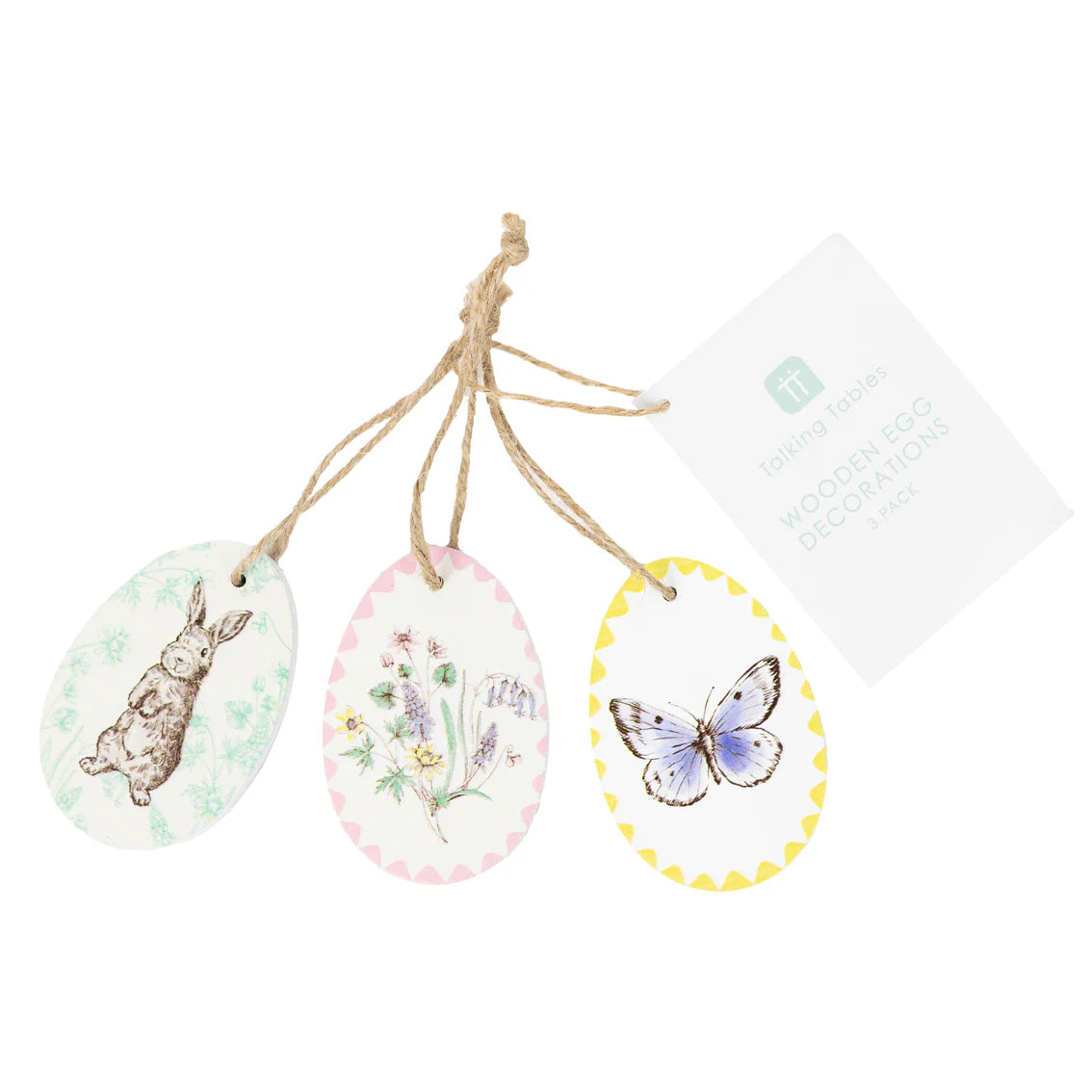 Playful Pierre Wooden Egg Hanging Decorations