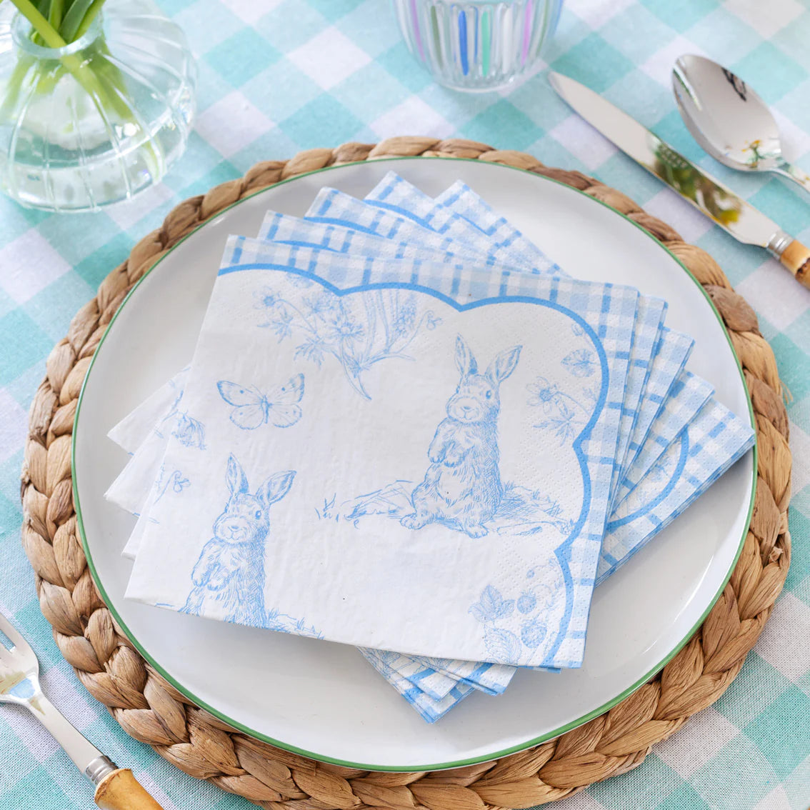 Playful Pierre Blue & White Paper Napkins