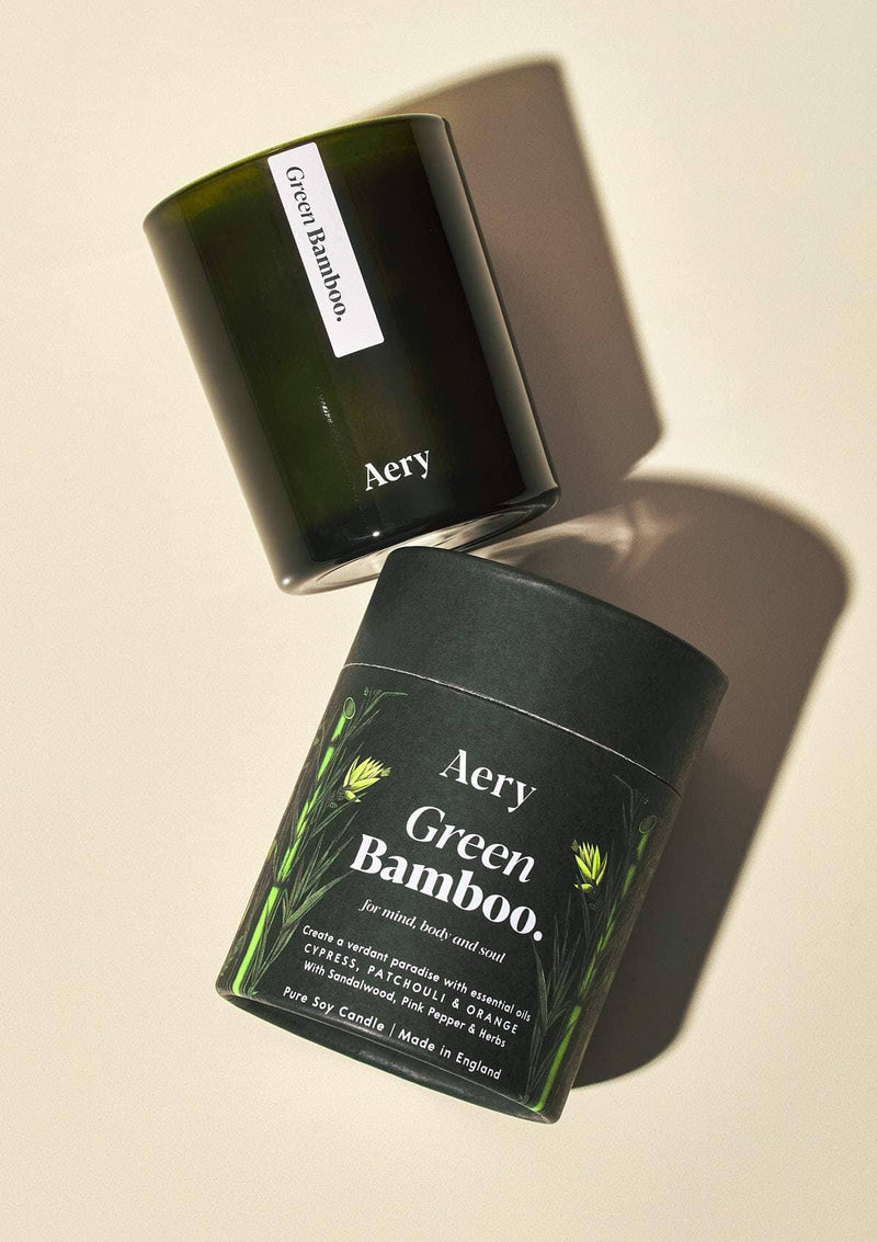 GREEN BAMBOO SCENTED CANDLE - CYPRESS PATCHOULI AND ORANGE