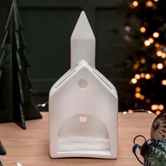 Airdrie Church Tealight Holder White