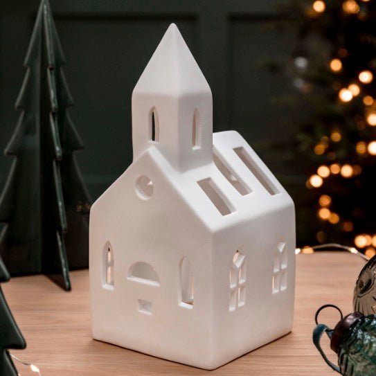 Airdrie Church Tealight Holder White
