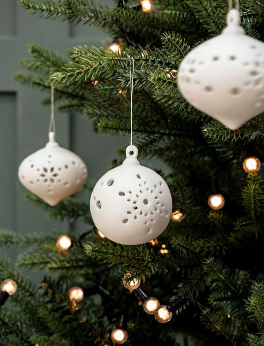 AIRDRIE CUTWORK BAUBLES - SET OF 3 WHITE