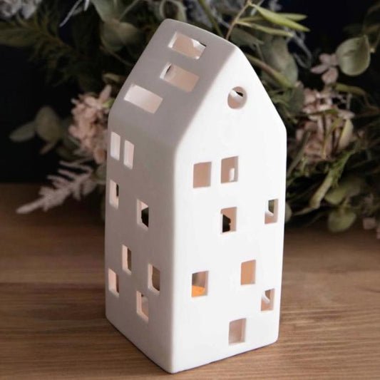 AIRDRIE TEALIGHT HOUSE- MEDIUM WHITE