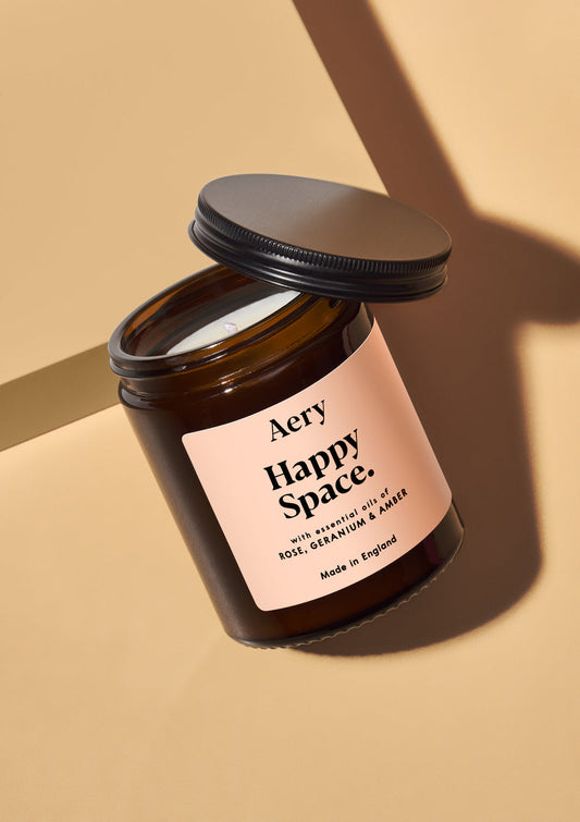 HAPPY SPACE SCENTED JAR CANDLE - ROSE GERANIUM AND AMBER