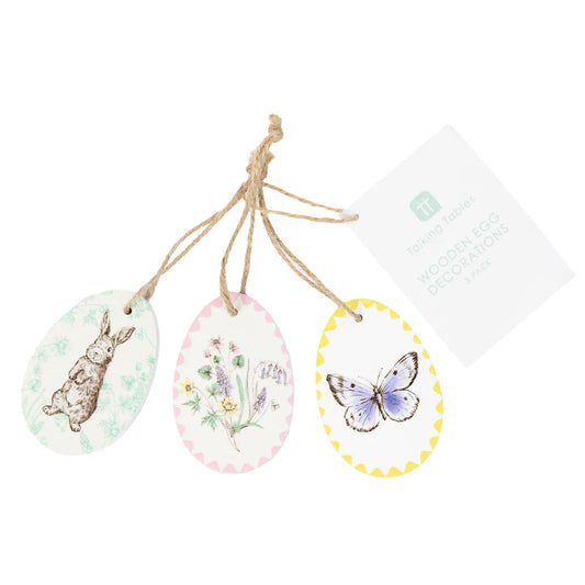 Playful Pierre Wooden Egg Hanging Decorations