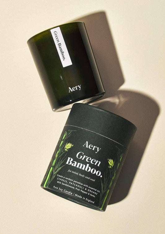 GREEN BAMBOO SCENTED CANDLE - CYPRESS PATCHOULI AND ORANGE