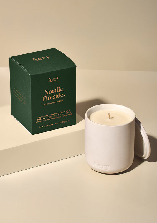 NORDIC FIRESIDE SCENTED CANDLE - SMOKED MUSK CEDARWOOD AND PATCHOULI