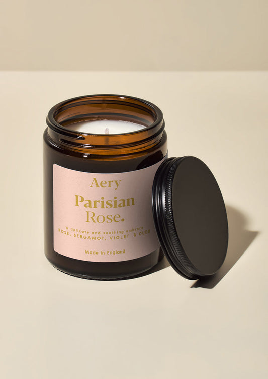 PARISIAN ROSE SCENTED JAR CANDLE - ROSE BERGAMOT AND VIOLET